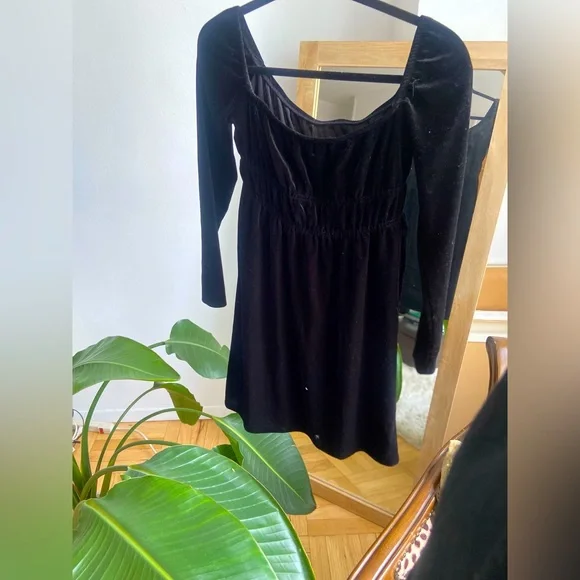 Aqua Black Velvet Mini Dress
